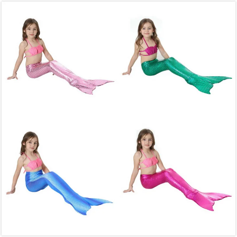 Женский костюм русалочки раздельный купальный принцессы с хвостом комплект из 3