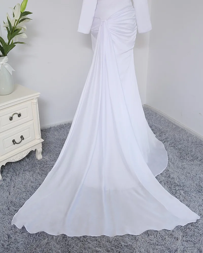 Формальные платья знаменитостей Русалка Двойка белые пикантные одежда с длинным