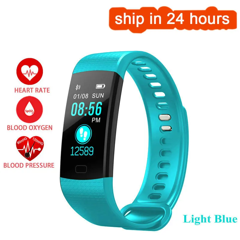 Light Blue Bracelet Y5 смарт-Браслет фитнес-трекер с пульсометром умный Браслет Смарт-Группа электронные наручные часы с браслетом PK miband 2 умный Браслет - Цвет: Light Blue Bracelet