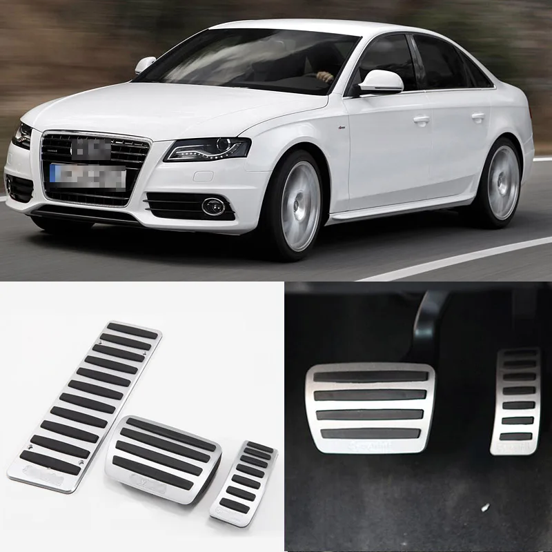

A Set Aluminium Non Slip Foot Rest Fuel Gas Brake Pedal Cover For Audi Series AT/MT