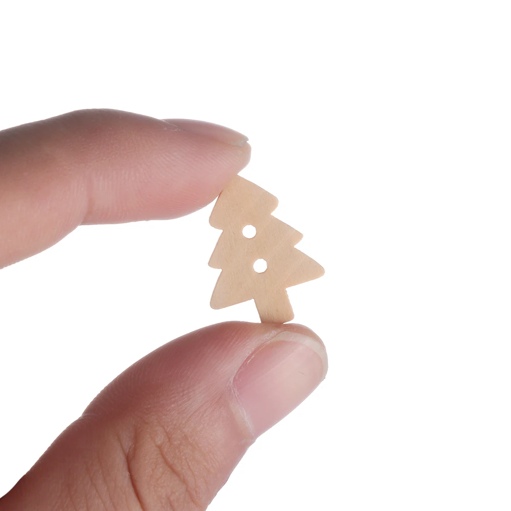 100 шт./компл. деревянные рождественские пуговицы дерево снежинка сердце