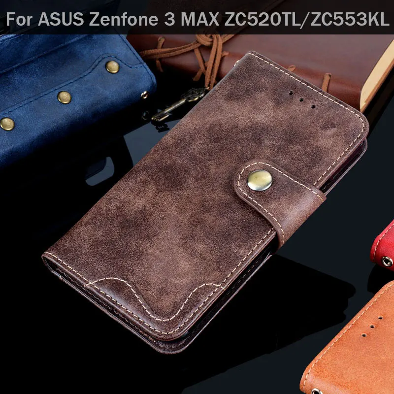 Чехол для ASUS Zenfone 3 MAX ZC520TL роскошный винтажный кожаный флип чехол с отделением