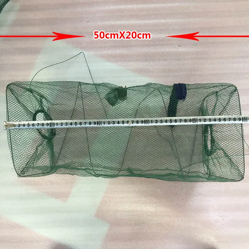 50cmX20cm Открытый 3/4 слой сачок для рыбы, сеть Складная Клетка для рыбы ловли клетка для креветок Омаров scutellaria Краб клетка рыболовный инструмент - Цвет: 50cmX20cm