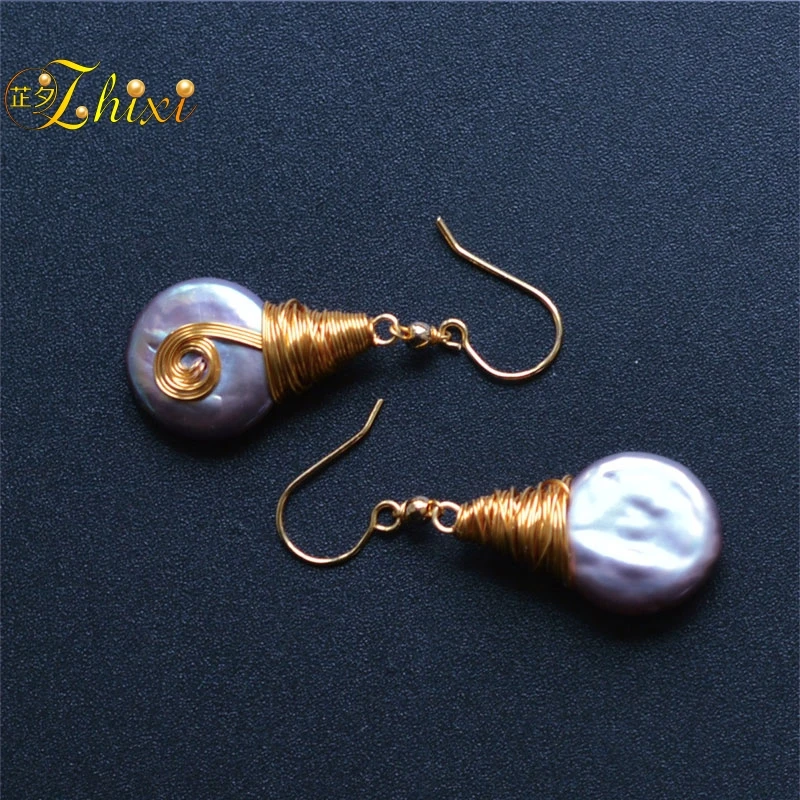[ZHIXI] серьги из пресноводного жемчуга для женщин, изысканные ювелирные изделия, большие серьги из натурального барочного жемчуга, серьги-капли, модный подарок на вечерние E354