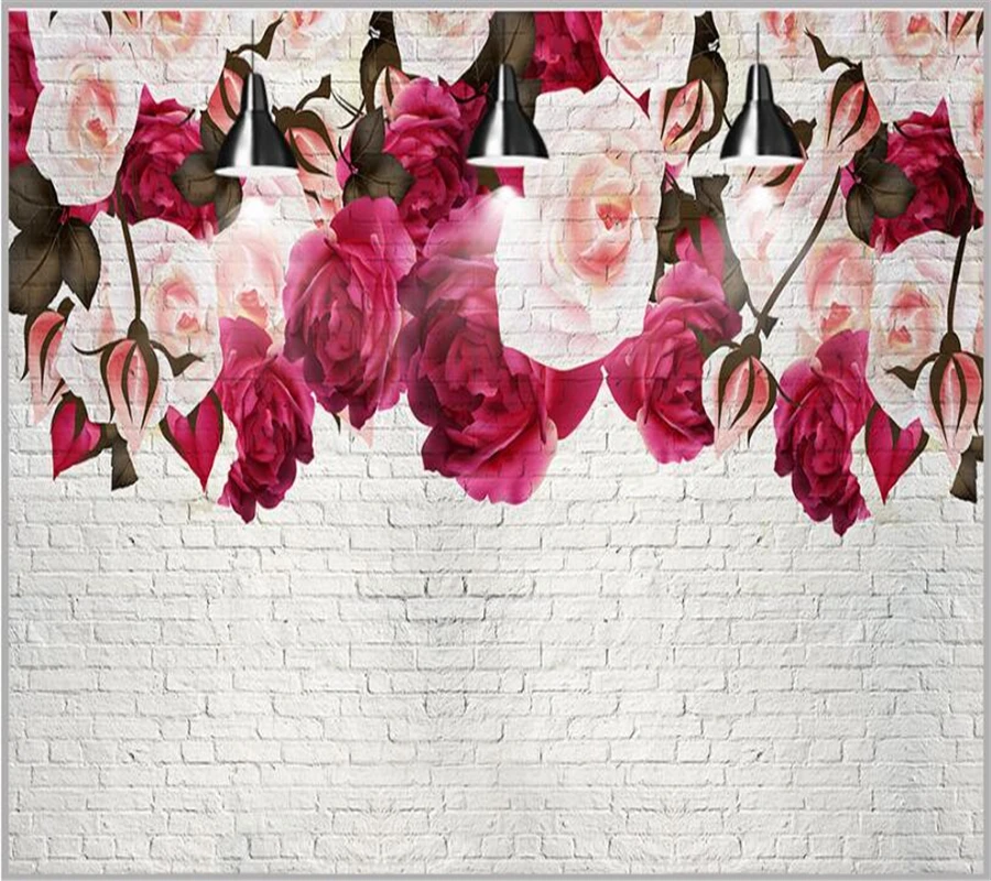 Обои на заказ Ретро стиль трехмерная ручная роспись цветок розы спальня гостиная