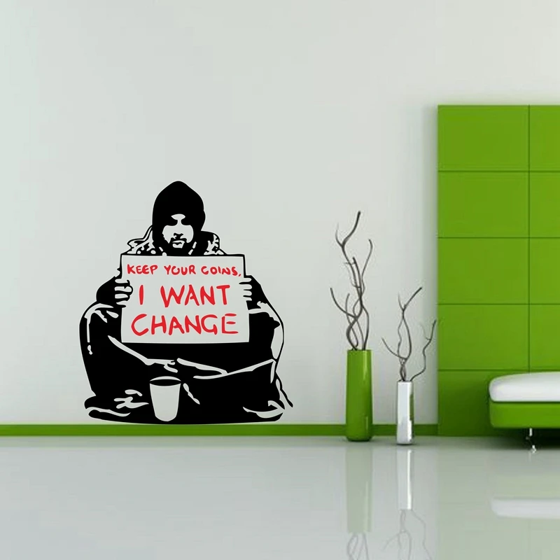 Geekery BANKSY художественная виниловая наклейка подходит для стен, автомобилей, окон-Держите ваши монеты. нищий бездомный, A2062