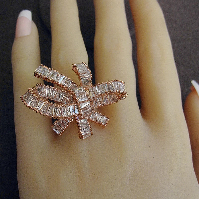 Модное кольцо Marquise AAA с кубическим цирконием и геометрическим узором, сверкающее, Свадебные/вечерние ювелирные изделия для женщин RC037