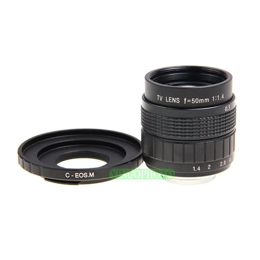 Фуцзянь 50 мм F1.4 CC ТВ-объектив + C-EOS м для беззеркальной камеры Canon EOS M M2 M3 |