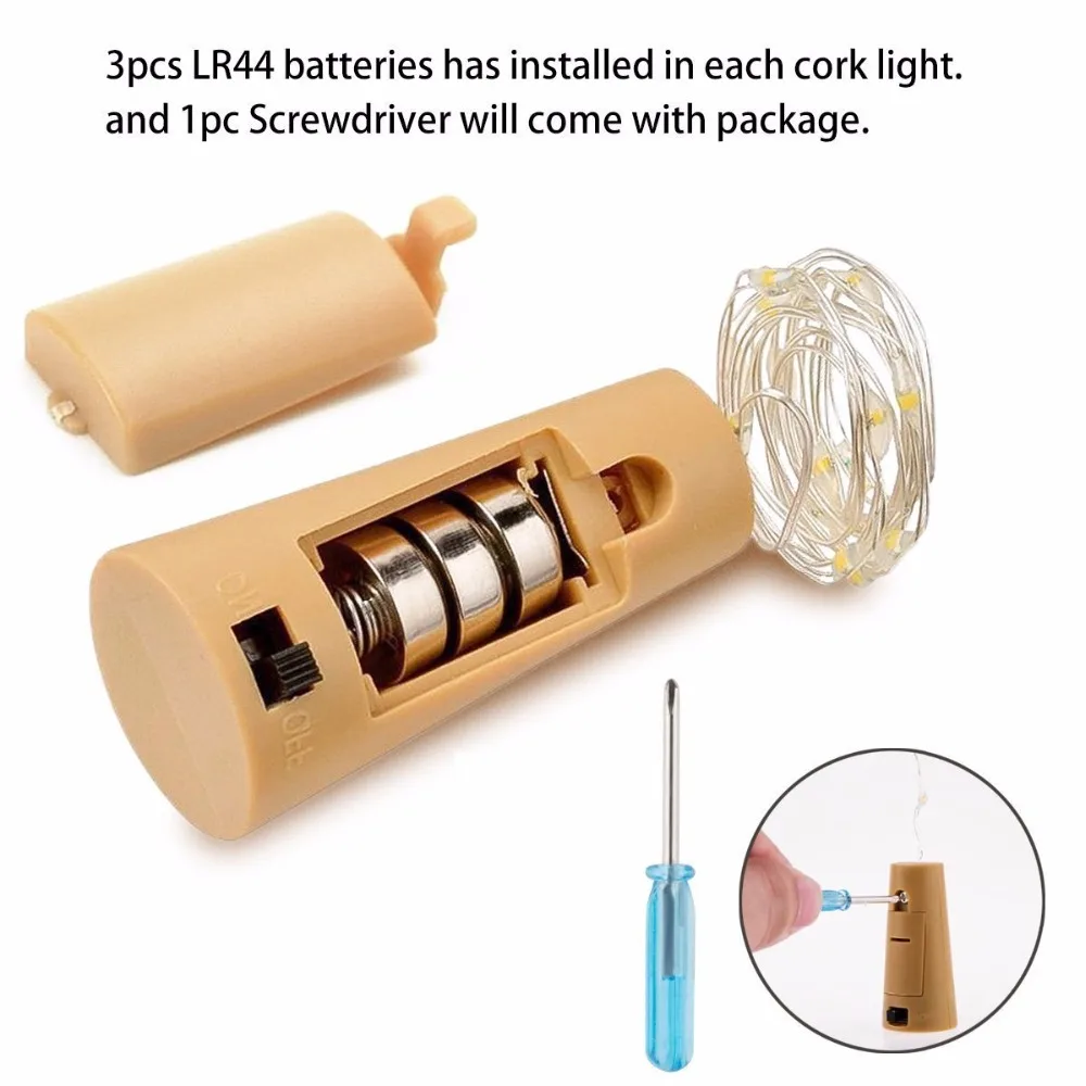 3 шт. бутылка для украшения винная пробковые огни с светодио дный 15 LED s Гибкая