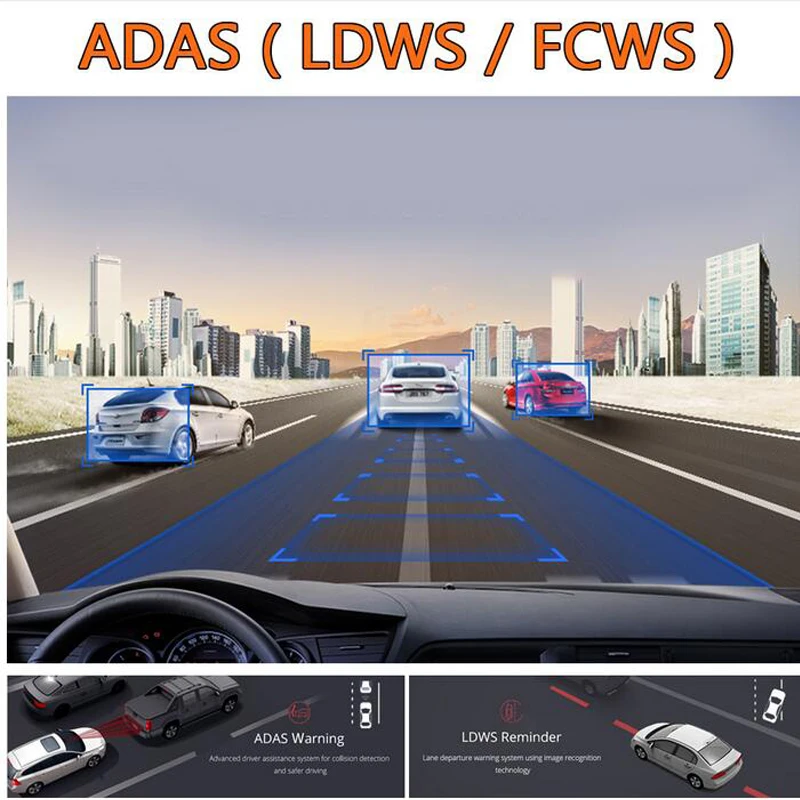 4 "ips Автомобильный видеорегистратор супер ночного видения ADAS 1296P видеокамера