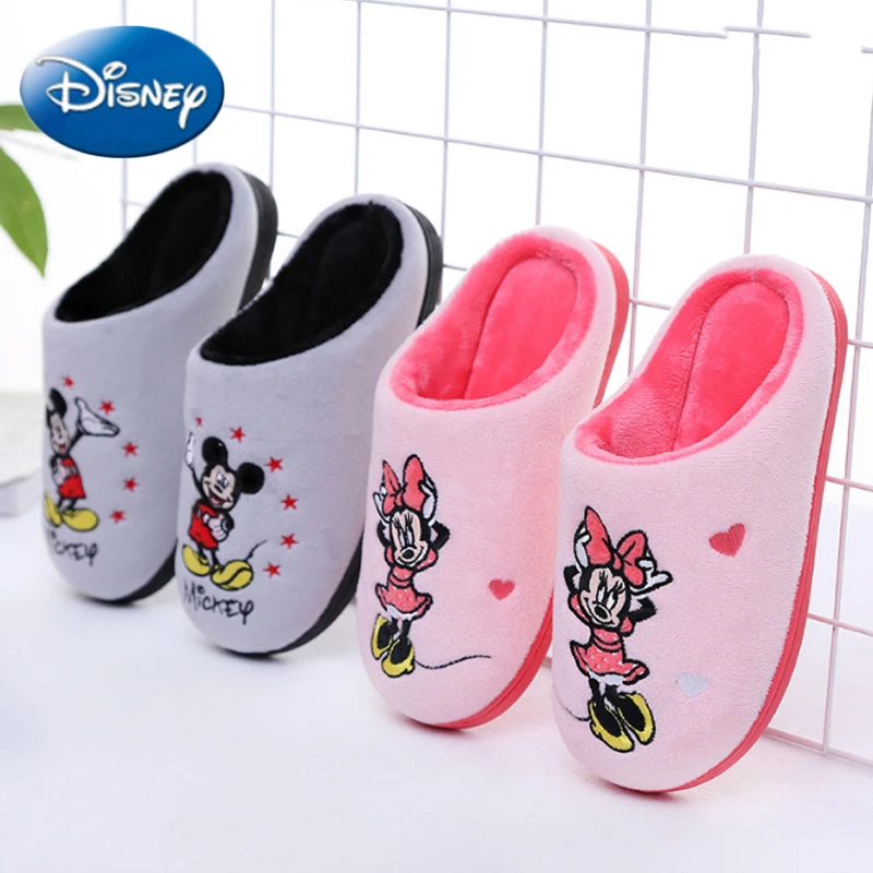 Disney/зимняя теплая милая плюшевая обувь для мальчиков и девочек с изображением