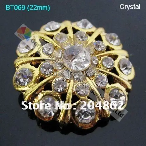Круглые металлические пуговицы с кристаллами 100 шт. 22 мм центральные части