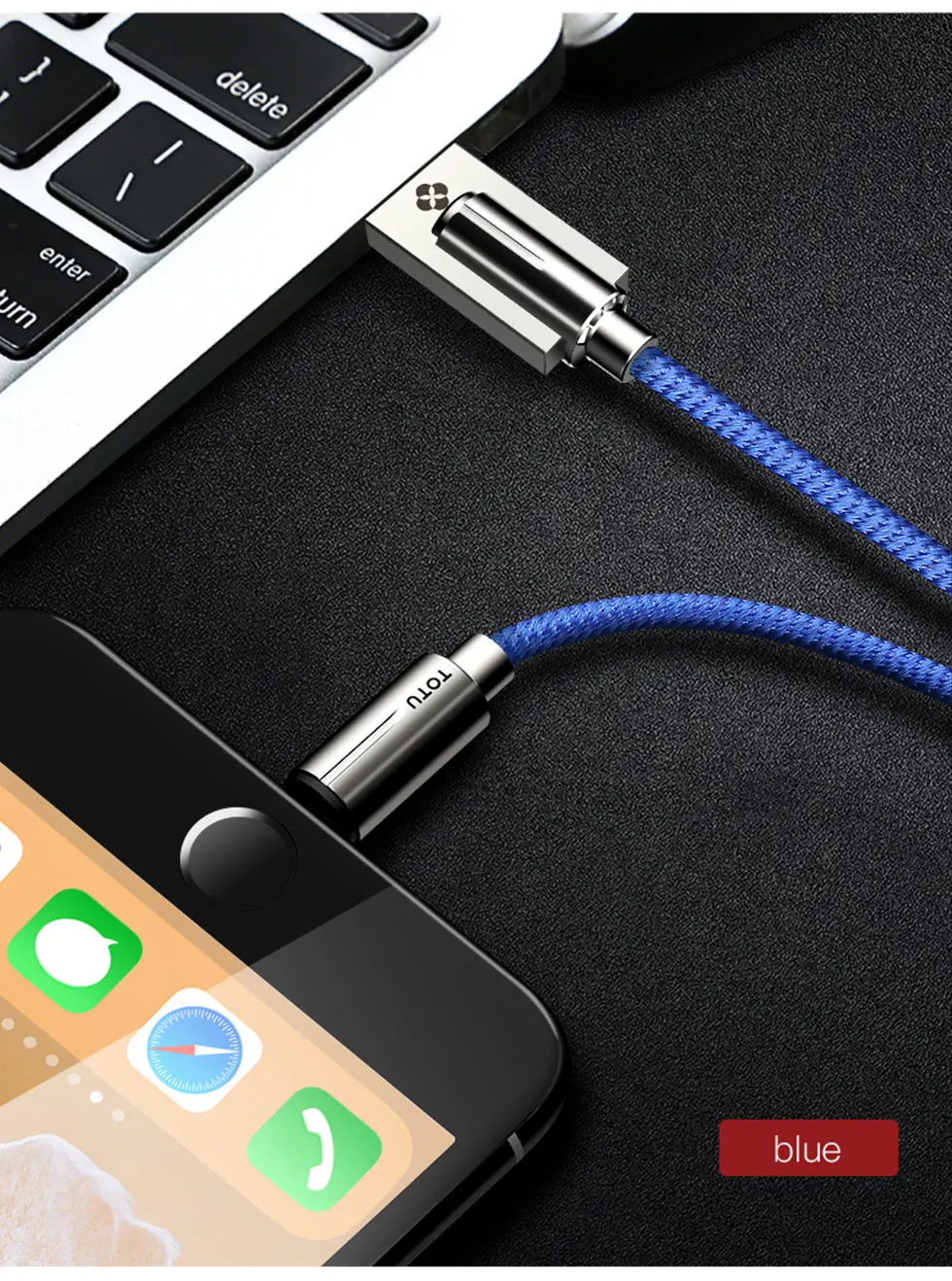 Кабель TOTU для мобильного телефона, кабель для передачи данных для Iphone X, 8, 7, 6, зарядное устройство для iPhone, кабель USB из цинкового сплава для ipad