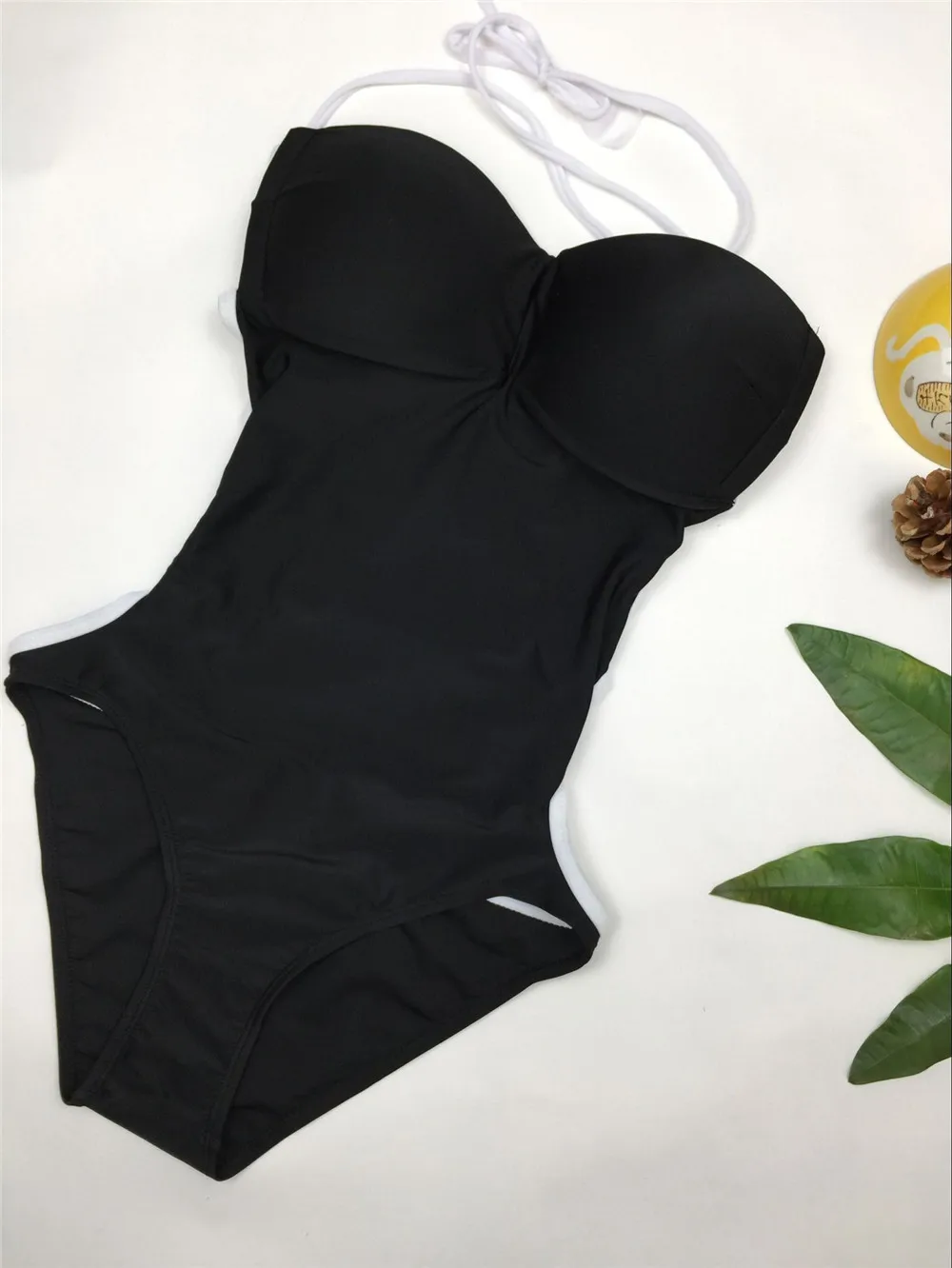 Черный синий Цельный купальник 2020 новинка сексуальный Одноцветный с ремешком
