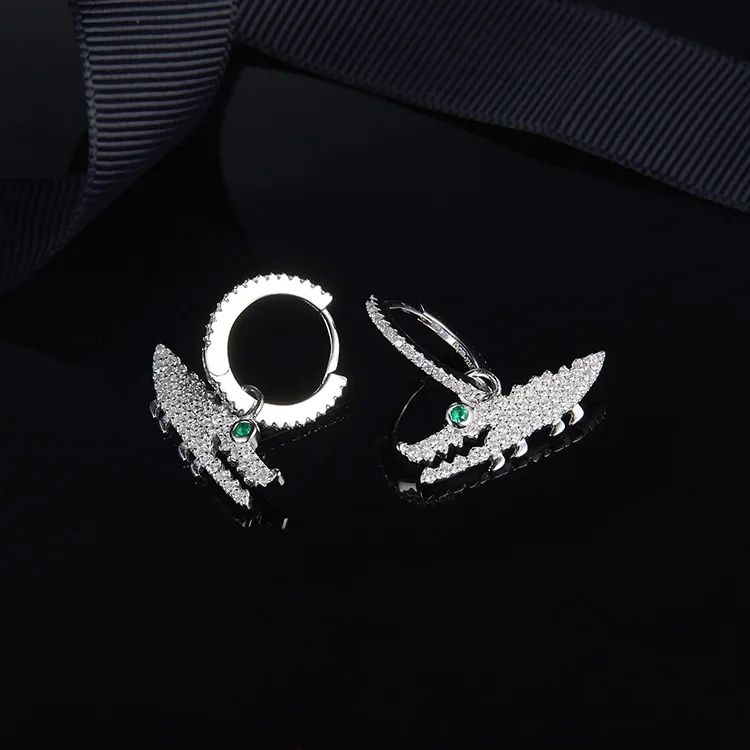 Famous Design Gold Metal Crocodile 925 Silver Earring For Women Fashion Small Zircon Ear Nail Accessories Gift Jewelry | Украшения и