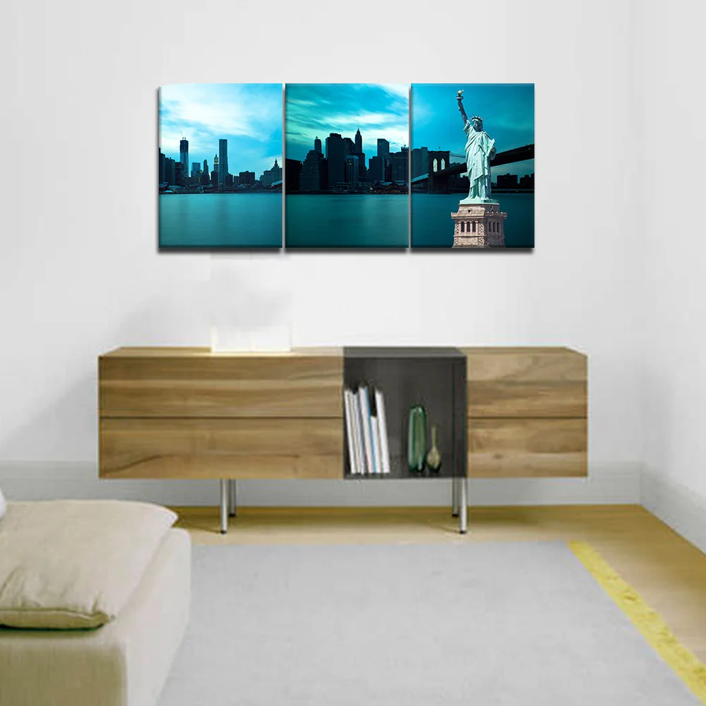 3 Panels Framed Wall Art The Statue Of Liberty Painting Canvas For Home Decor Gift (Stretched By Wooden Frame Ready To Hang) | Дом и сад
