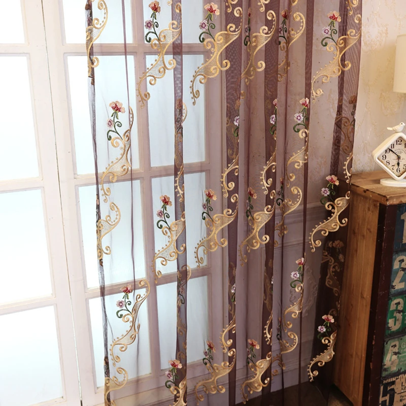 Сельская Элитная вуаль прозрачная пасторальная Цветочная вышивка романтичные