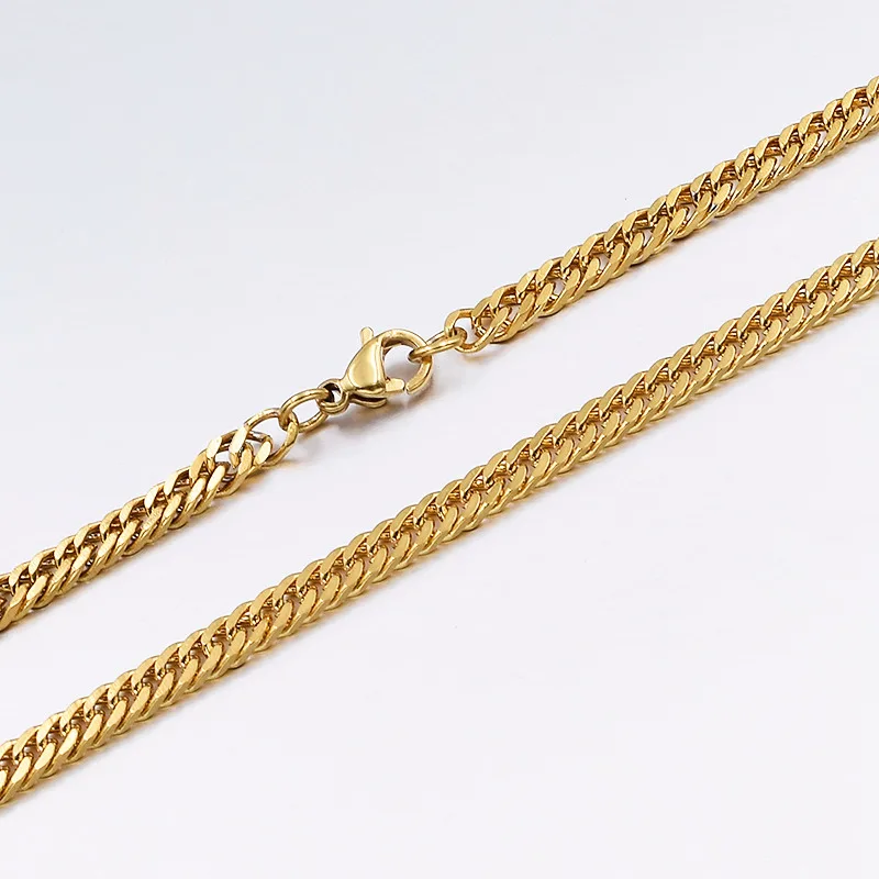 3mm wide gold color GOKADIMA женское ожерелье из нержавеющей стали золотого цвета для моды Рок, Панк ювелирные изделия оптом WN005 - Окраска металла: 3mm wide gold color