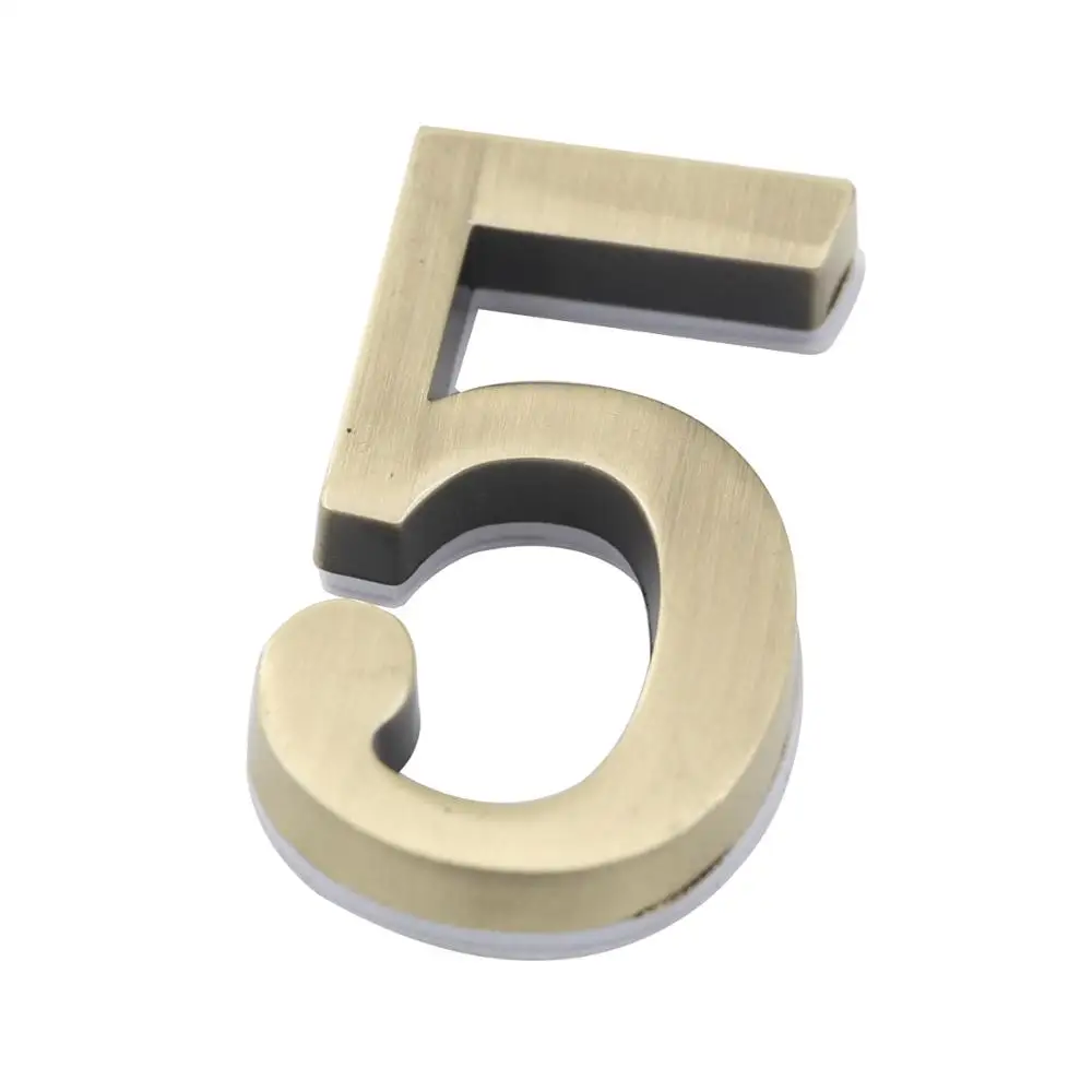 Number 5 1 шт. 50 мм цифровой номер дома 0/1/2/3/4/5/6/7/8/9# Дополнительный бронзового сплава Клей Стикеры отель Квартира Дом ворота номер - Цвет: Number 5