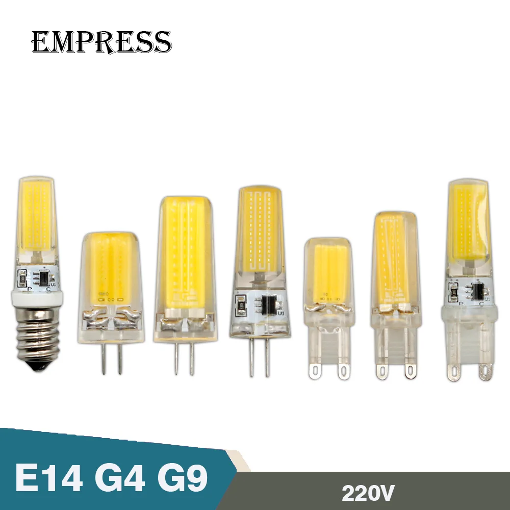 SMD COB E14 G4 светодио дный лампы G9 220 В 6 Вт 9 свет 360 Угол луча для Хрустальная люстра
