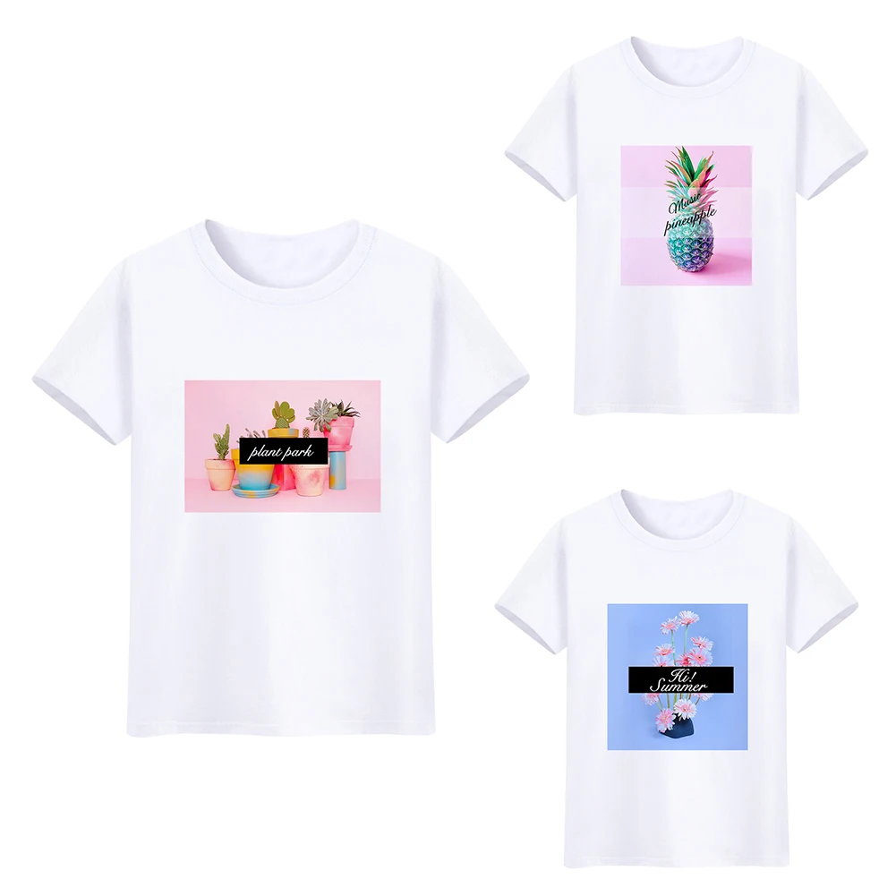 Summer Women Casual Round Neck Short Sleeve Top Tee Pineapple Floral T-Shirt | Женская одежда