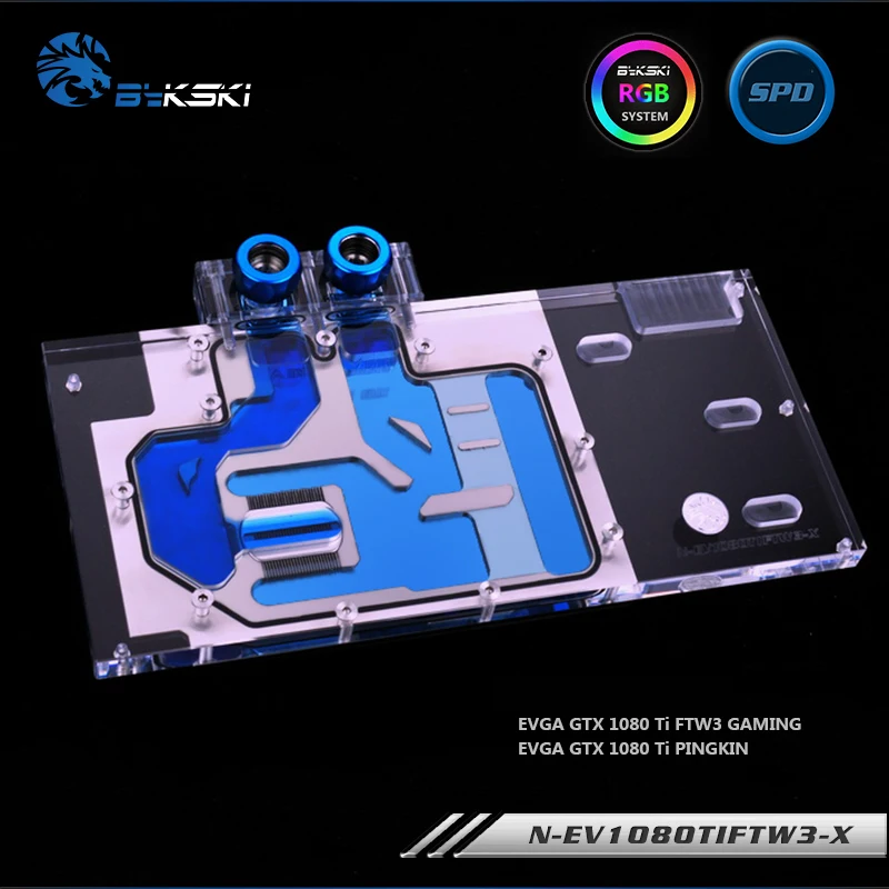 Bykski N EV1080TIFTW3 X полноэкранная Графическая карта блок водяного охлаждения RGB/RBW для
