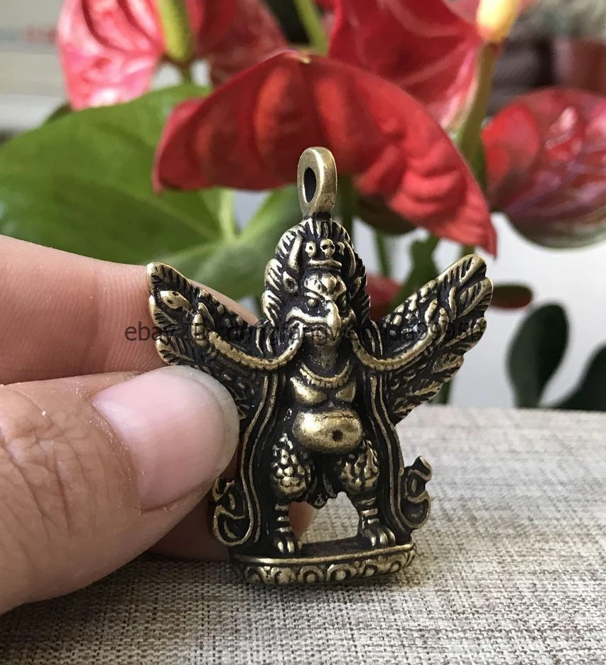 Китайский буддийский из бронзы латунь Garuda Dhwaja птица амулет Статуэтка