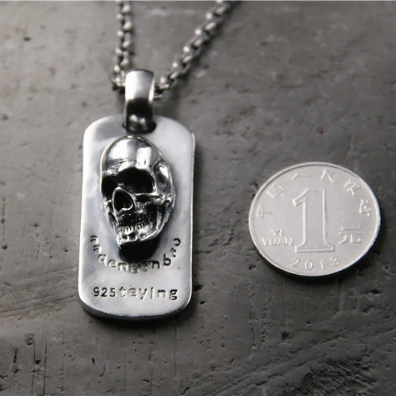 

Drop Shipping Anime One Piece Skull Necklace Pendant For Dog Tag Necklace Jewelry Men and Women 925 Sterling Silver Gift
