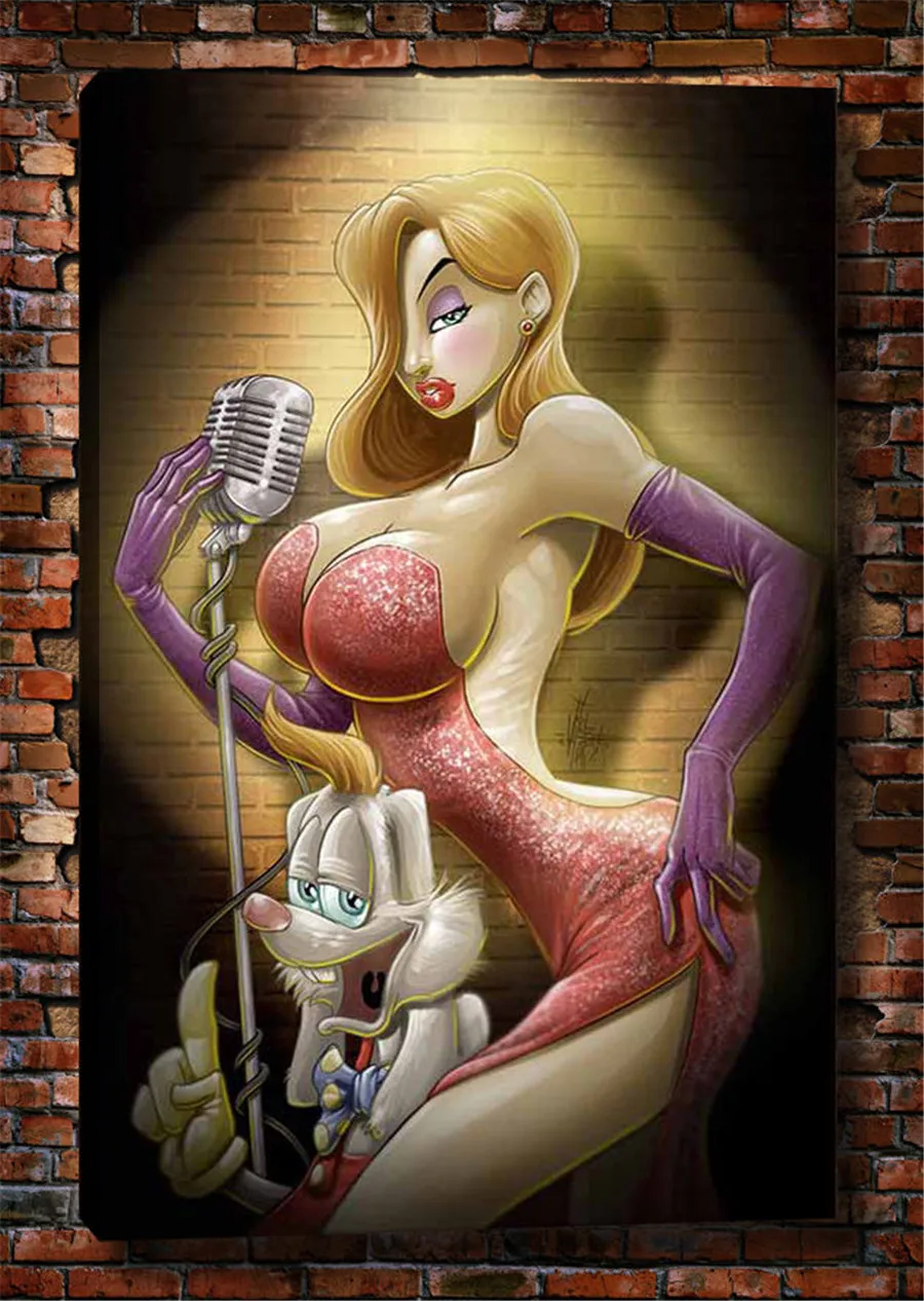 Adult Cartoon Character Sexy Jessica Rabbit Canvas Print Living Room Home Decor Modern Wall Art Oil Painting #032 | Дом и сад