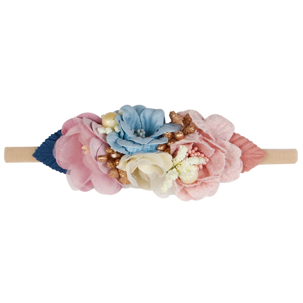 11 IBOWS Hair Accessories Lovely Baby Headband Fake Flower Nylon Hair Bands For Kids Artificial Floral Elastic Head Bands Headwear - Цвет: 11