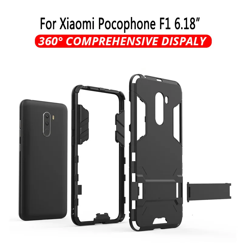 Защитный противоударный чехол для Xiao mi Pocophone F1 mi 8 SE mi 8 5X 6X mi 6 A1 A2 Lite Note 3 mi 5S Plus PC+ TPU - Цвет: Pocophone F1