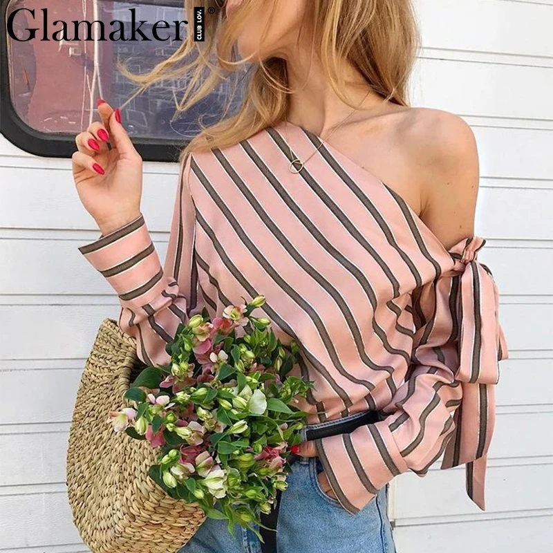 Женская блузка с длинным рукавом Glamaker летняя из шифона винтажным принтом в стиле