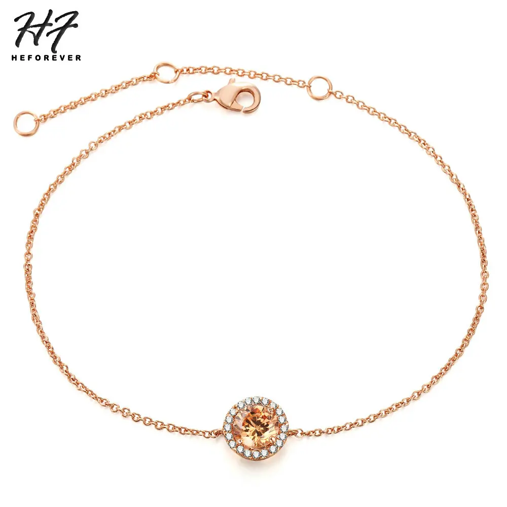 rose gold champagne Высокое качество, круглая микро мозаика, CZ Кристалл, розовое золото, цветной браслет, модные Австрийские кристаллы, ювелирные изделия для женщин, горячая Распродажа H165 - Окраска металла: rose gold champagne