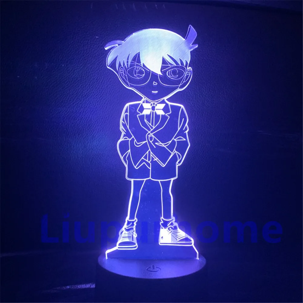 Detective Conan 3D ночной свет изменение цвета светодиодный ночник настольная лампа Декор стол Lampara Конан аниме игрушки для детей