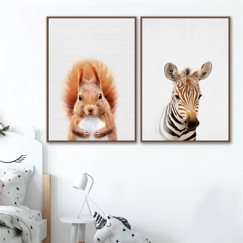 Скандинавские животные живопись на холсте печатные плакаты кролик альпака белка