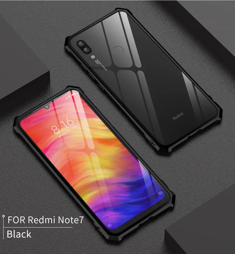Роскошный металлический бампер для Xiaomi redmi Note 7 Чехол с боковой алюминиевой рамкой чехол для телефона для Xiaomi redmi Note 7 Note7 чехол