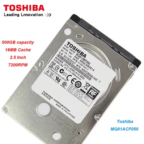 Оригинальный Жесткий Диск Toshiba 500 Гб MQ01ACF050 SATA, высокоскоростной 7200 об/мин, 16 Мб кэш-памяти, 7 мм, 2,5 дюйма, внутренний жесткий диск для ноутбука