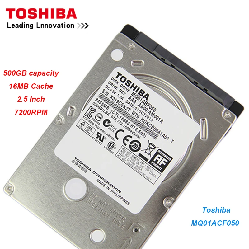 Оригинальный Жесткий Диск Toshiba 500 Гб MQ01ACF050 SATA высокоскоростной 7200 об/мин 16 Мб кэш