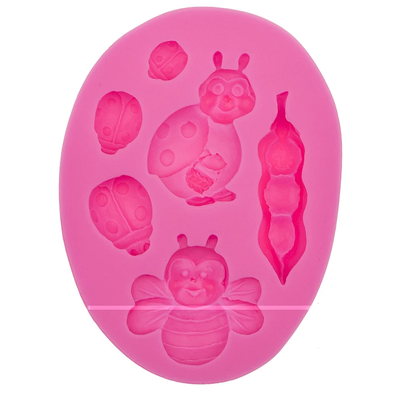 

3D насекомые-пчелы и насекомые Qixing, Haricot vert, торты, декоративные силиконовые формы для выпечки, fondant, конфетные, Сахарные Инструменты T0554