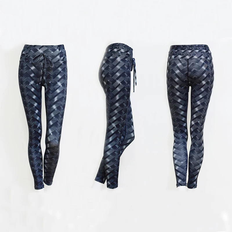 Сексуальные утягивающие леггинсы с высокой талией для фитнеса, тканые принтованные женские леггинсы для фитнеса и тренировок, обтягивающие штаны для бега