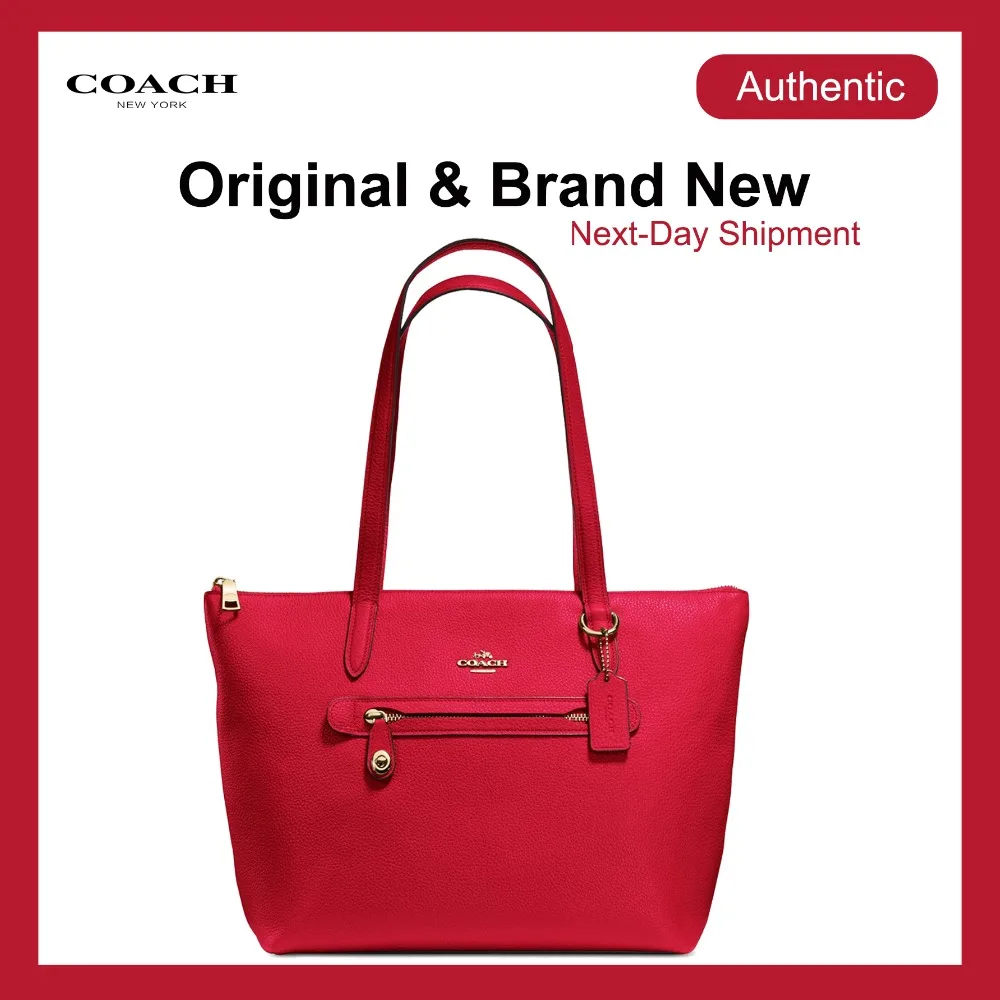 COACH Taylor Tote из кожи с галькой (яшма/золото) роскошные сумки для женщин дизайнерские