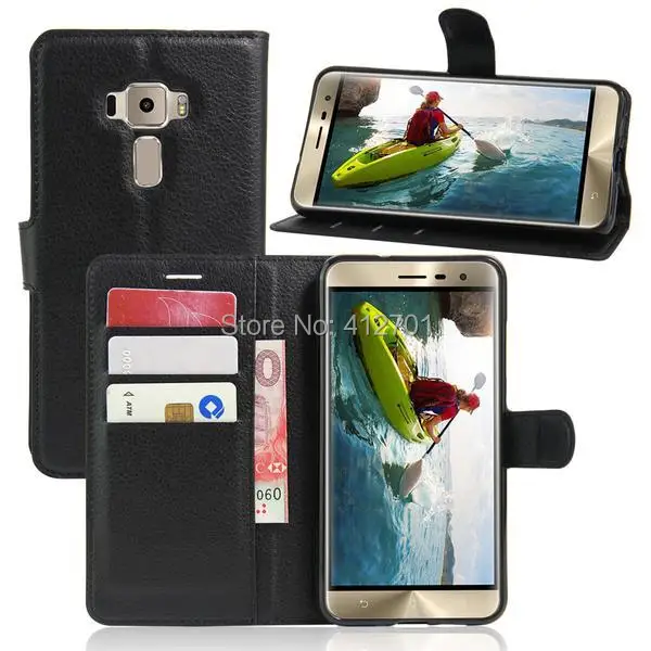 

100pcs/lot Free shipping Lychee Wallet Leather Case TPU case For Asus zenfone 3 ZE552KL 5.5inch ZenFone GO ZC451TG GO ZC500TG