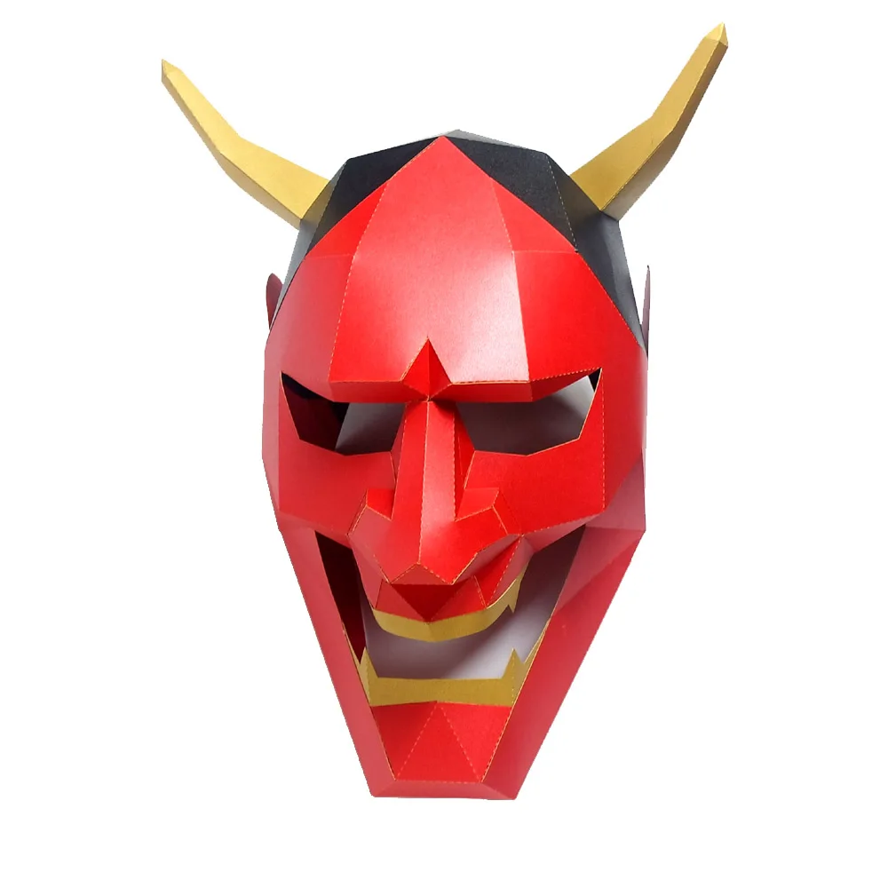 Бумажная Маска игрушка 3d костюм красного чертика Косплэй бумага для творчества Маска модели Рождественский подарок на вечеринку в честь Хэллоуина - Цвет: As picture