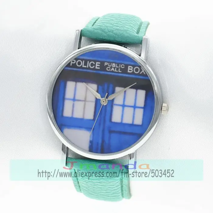 100 шт./лот 8002 серебряный корпус полиция офис кожаные часы наручные кварцевые