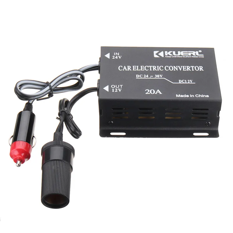 DC 24 V к DC 12 V автомобильный блок питания Электрический переходник Инвертор Трансформатор 20A DC 12 V инверсор адаптер алюминиевый сплав