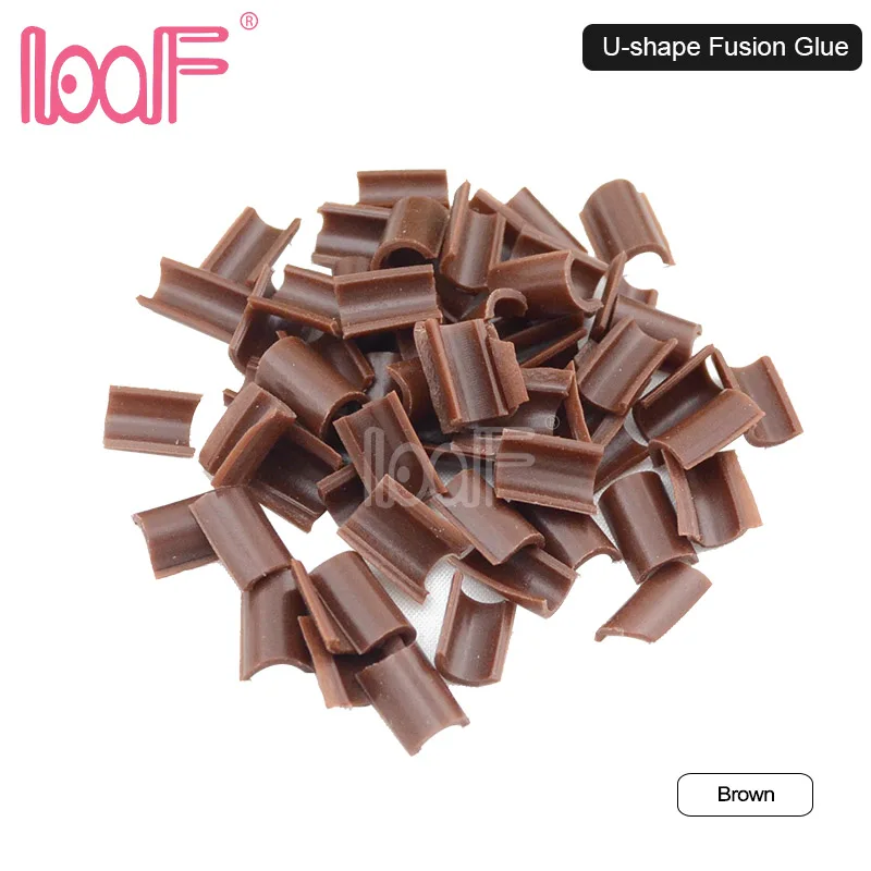 LOOF 100 шт. клей для волос, кончик для ногтей, кератиновая u-образная стружка для капсул, инструменты для наращивания волос - Цвет: Brown