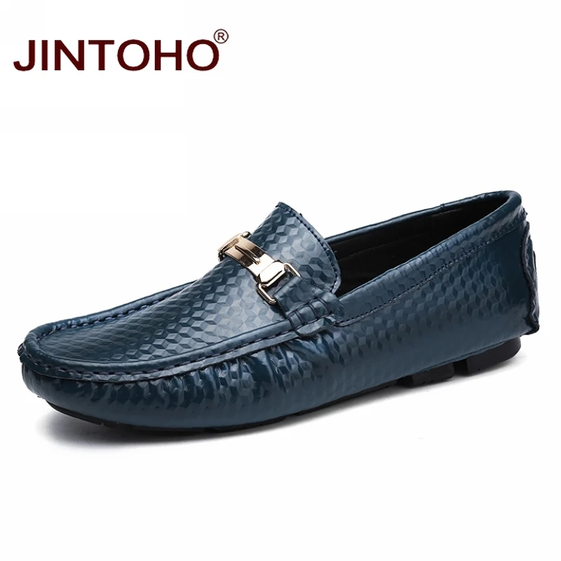 lan se Лето jintoho/дышащая мужская повседневная обувь; модная мужская обувь; Высококачественная Мужская обувь из натуральной кожи; мужские кожаные лоферы без застежки - Цвет: lan se