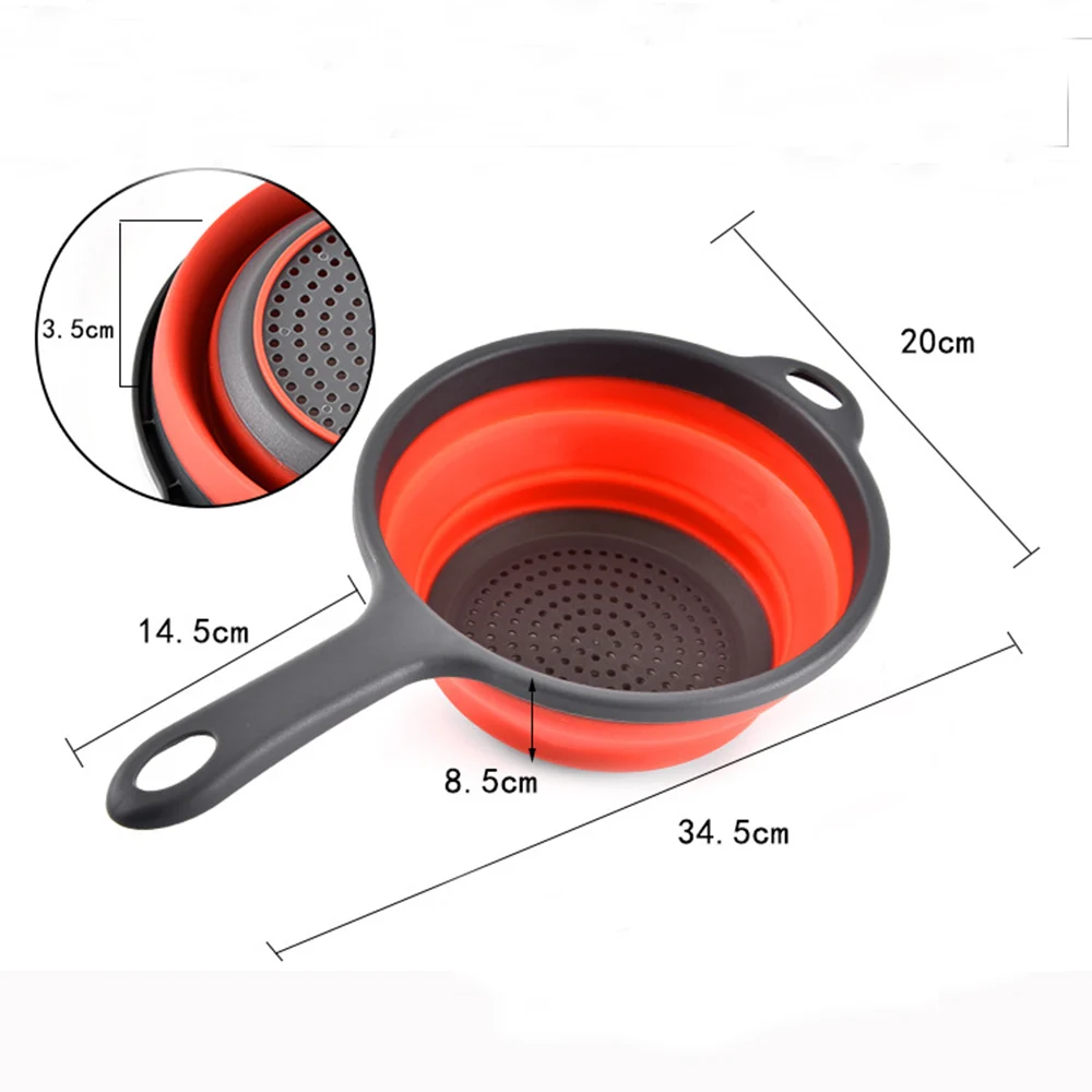 1 шт. силиконовые складной дуршлаг Творческий выдвижной фрукты овощи корзина для