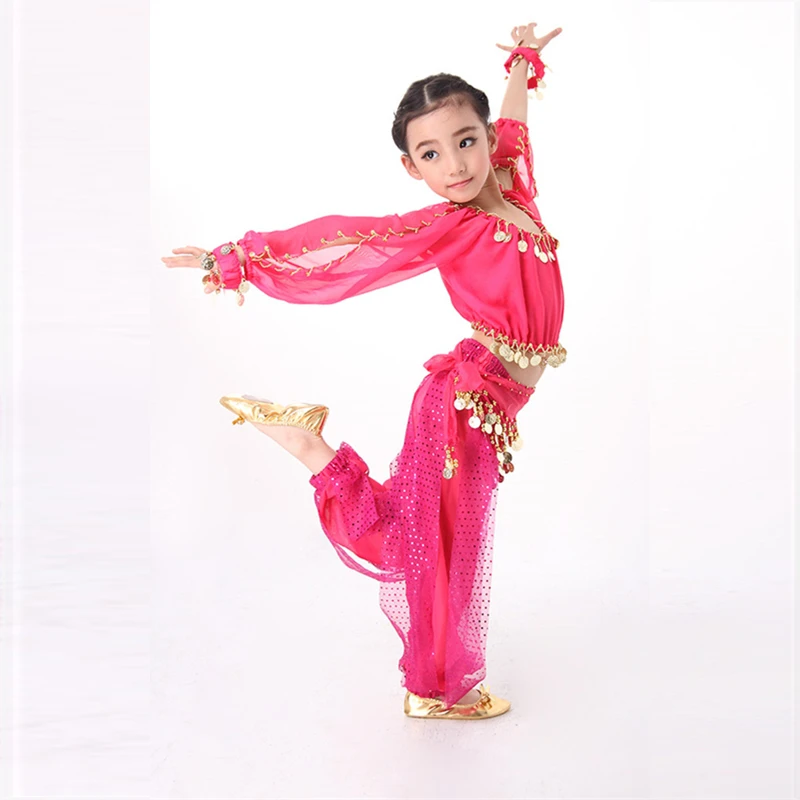 Детские танцевальные костюмы для танца живота детские комплект девочек Болливуд