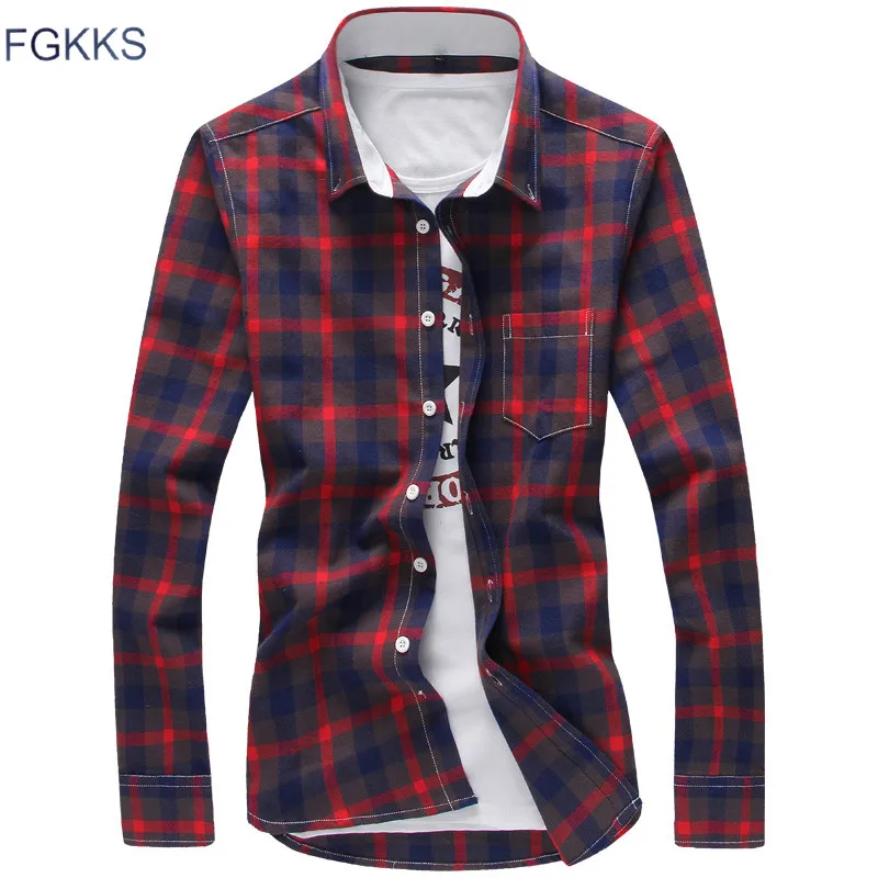 Мужская Повседневная рубашка FGKKS Облегающая с квадратным воротником и длинным